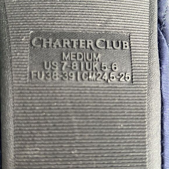 Charter Club navy blue quilted slippers size medium 7 - 8. NWT - Picture 6 of 7